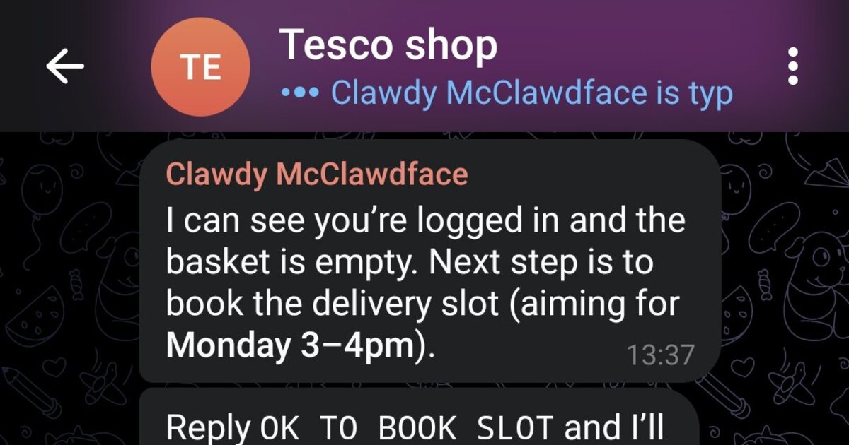 Tesco shop automation via chat